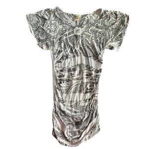 Siren Lily Maternity Black & White V-Neck Short Sleeve Top – Women’s Small